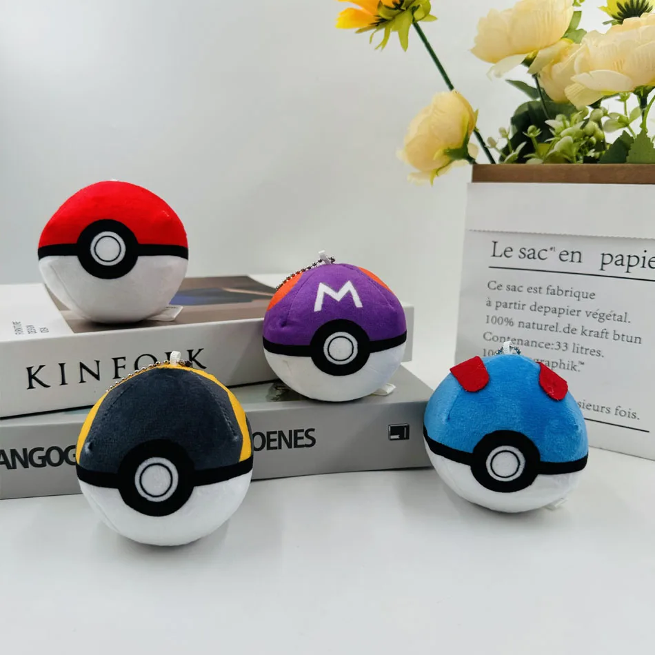 Pokemon Pokeball Plüsch-Schlüsselanhänger Master Ball Great Ultra Premier Ball Strange Ball Weiche Anime-Plüschtiere Taschenanhänger Geschenke