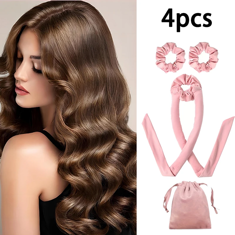 4-teiliges Set Hitzfreie Lockenwickler, Haarband für Locken, Haaraccessoires, Haarstyling-Werkzeuge
