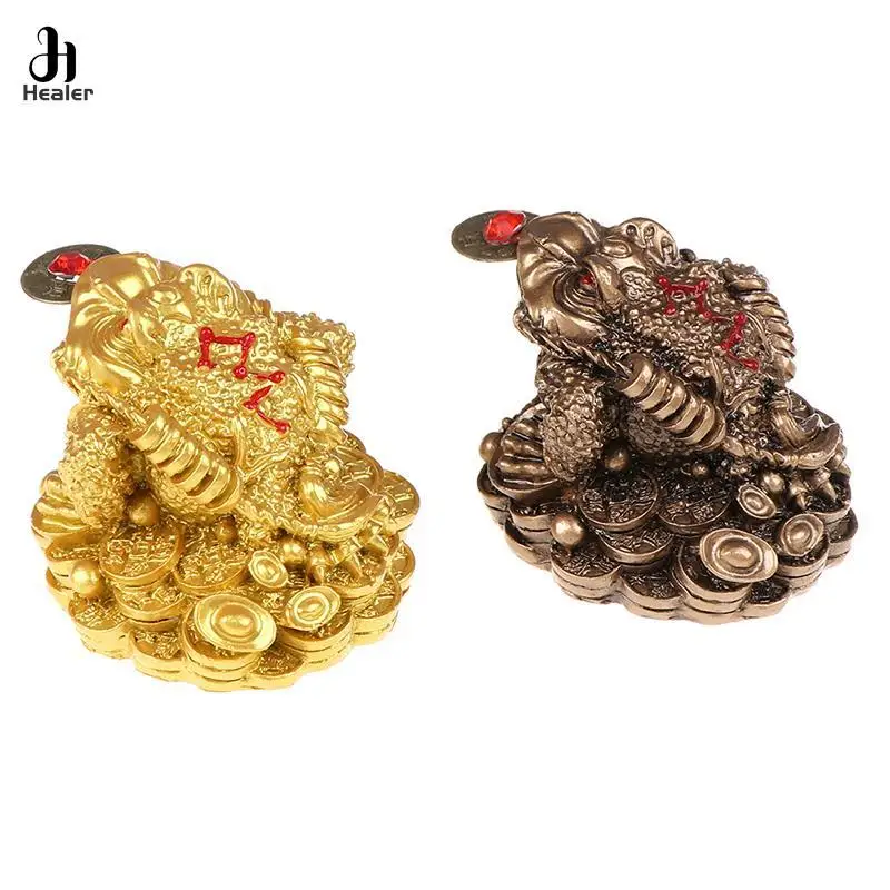 Feng Shui Toad Money LUCKY Fortune Wealth Chinese Golden Frog Toad Coin Home Office Decoration Lucky Gifts Tabletop Ornaments