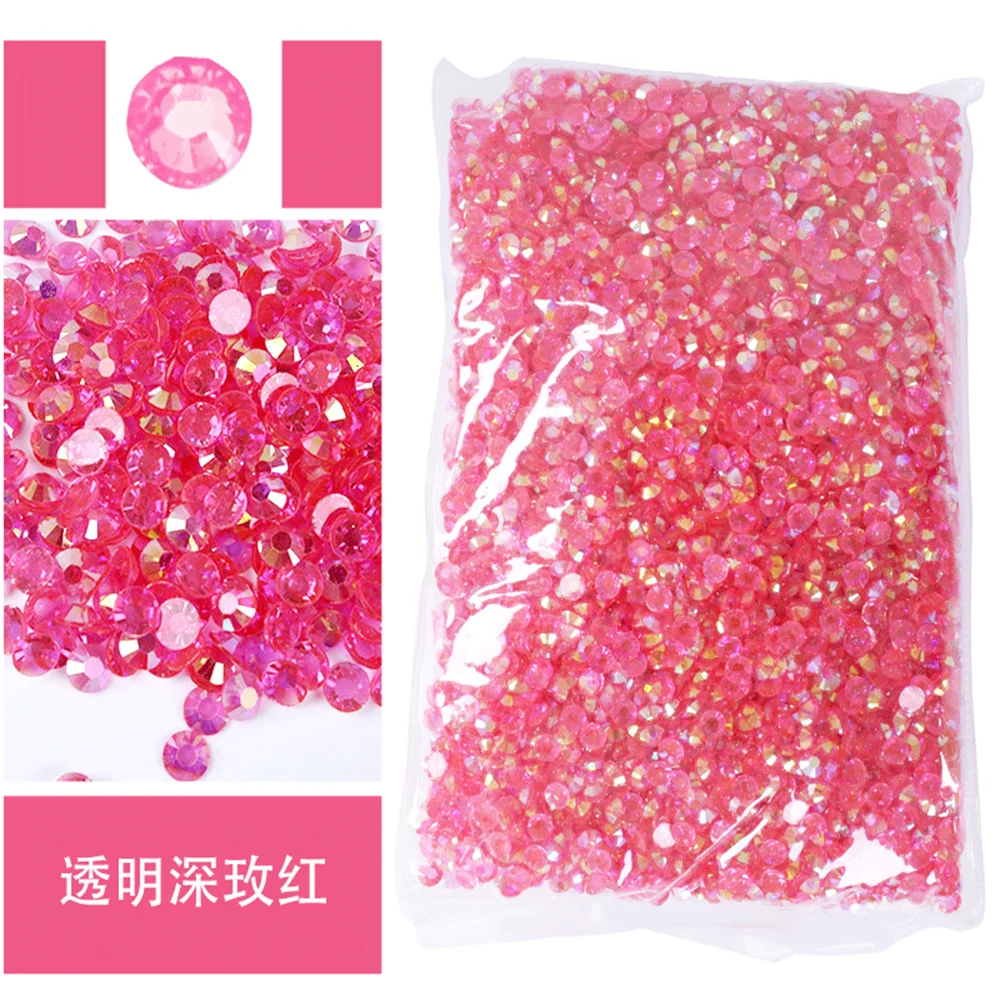 Bulk wholesale Jelly Color AB Transparent AB 2mm,3mm,4mm,5mm ,6mm Facets FlatBack Resin Rhinestone Nail Art Garment Decoration
