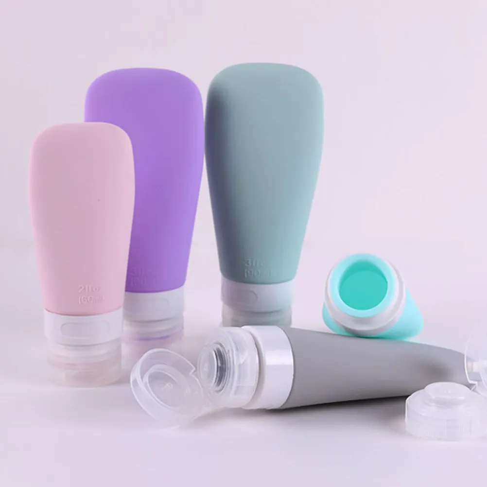 6Pcs 90Ml Portable Silicone Bottles Set Leakproof Travel Containers for Lotion Shampoo Makeup Remover Empty Bottle Set