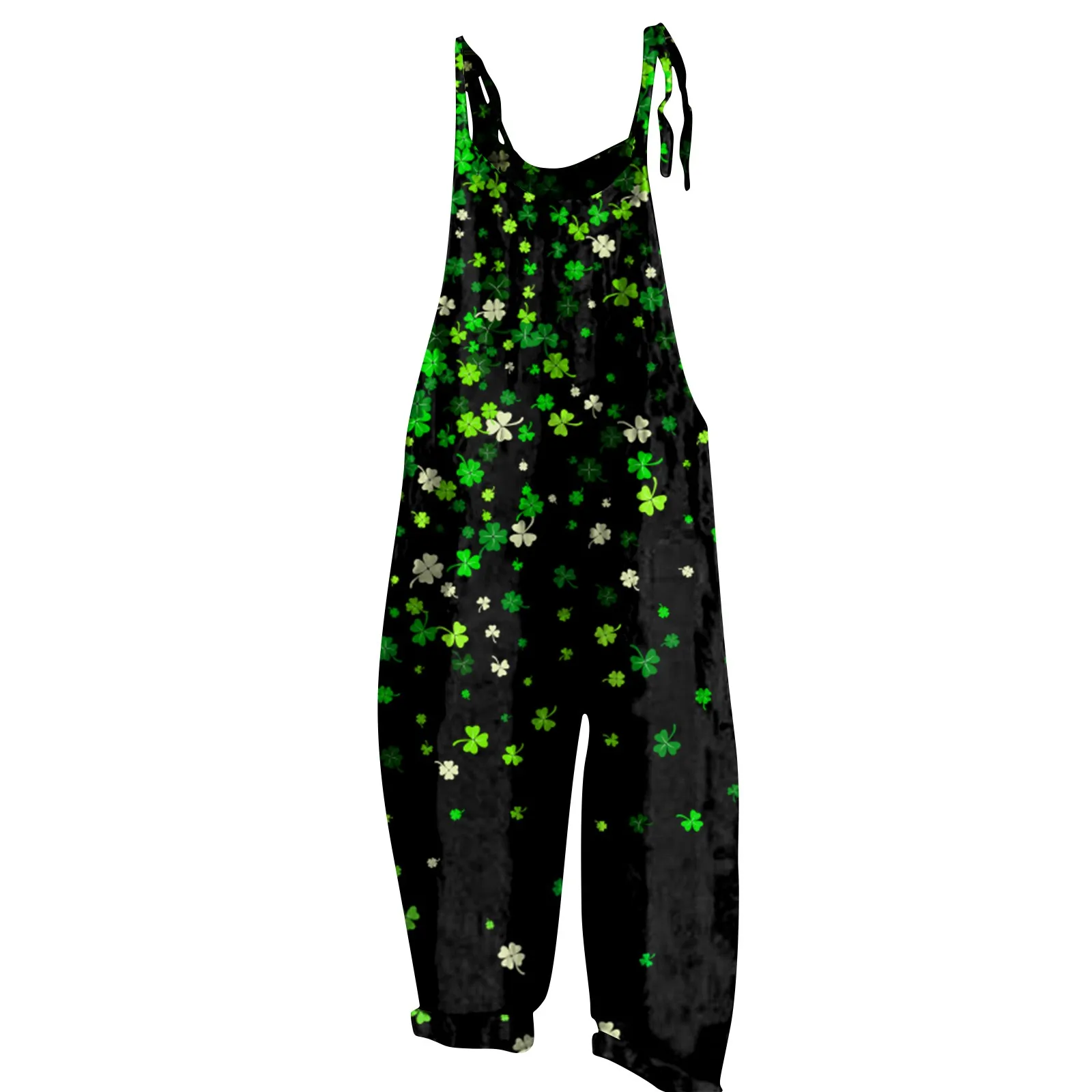 

Women Jumpsuit St Patrick Day 3D lucky four leaf clover Print loose Bodysuit carnival Party Celebrate Costumes Festival Outfit