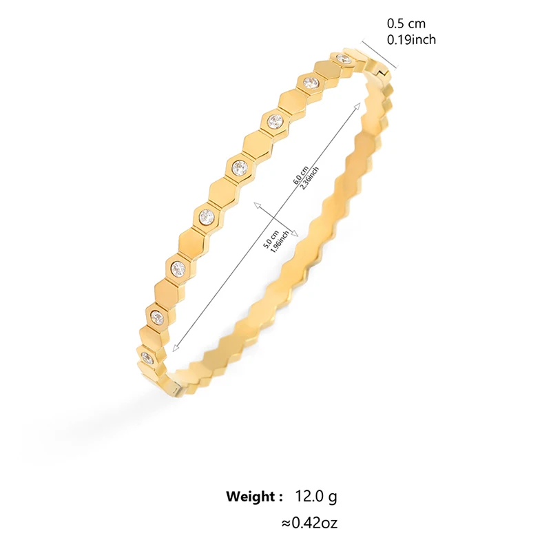 Luxury Unique Double Crystal Nail Head Cross Stainless Steel Bracelet For Woman Love Wedding Gift Bangle Jewelry image 6