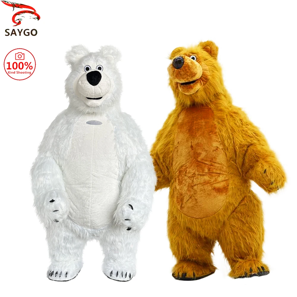 

SAYGO надувной плюшевый костюм талисмана бурого медведя, меховой комплект на Хэллоуин, Рождество, ролевая вечеринка для взрослых
