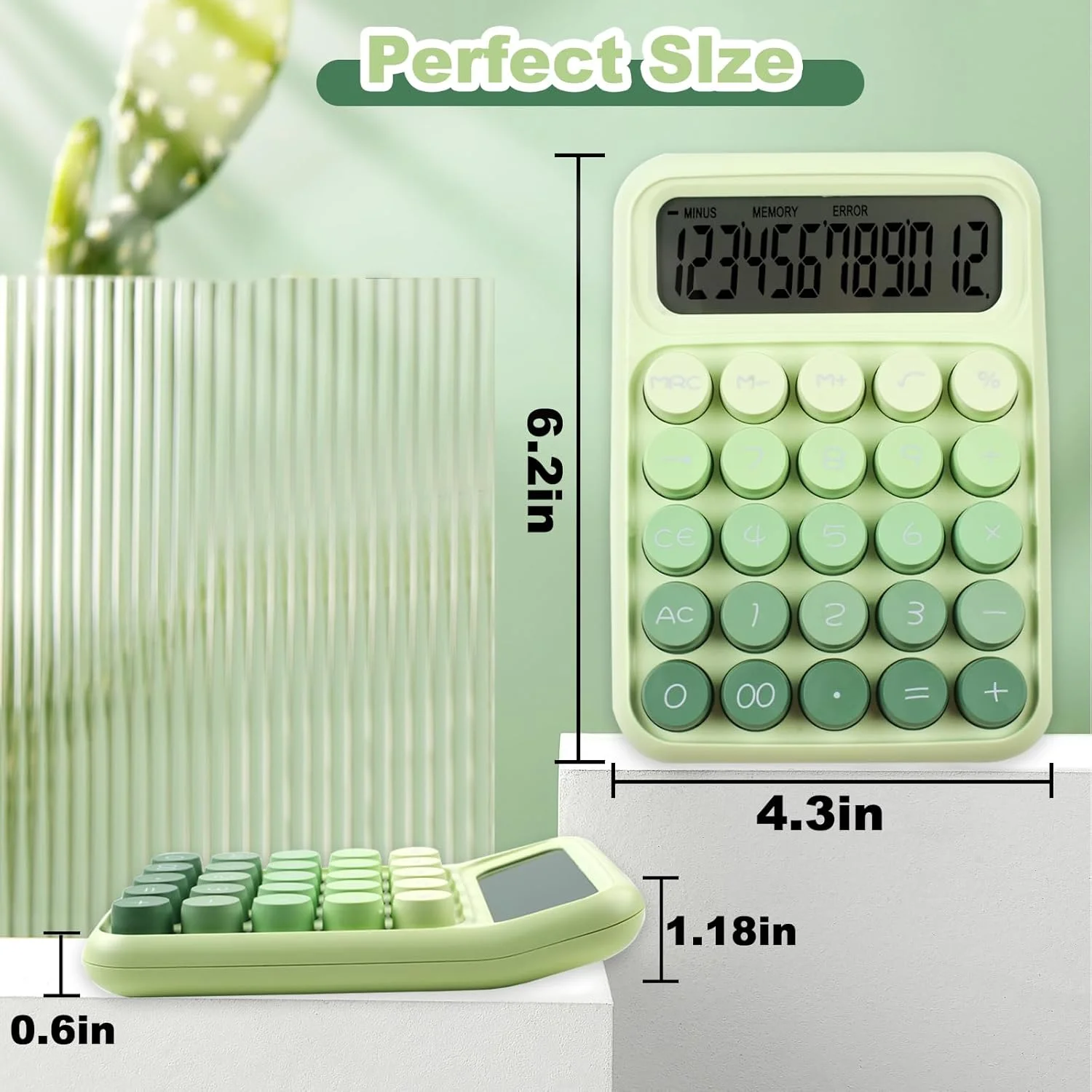 Mechanical Pushbutton Calculator, 12 Digit Large LCD Display, Big Buttons Easy to Press Use as Office Calculators Desktop, Fores