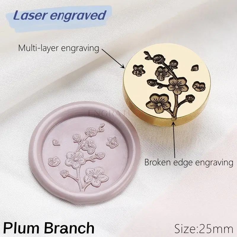 Laser Engraved Brass Wax Seal Stamp Plum Crystal Chandelier Flower Love Thank You Wedding Invitations Scrapbooking Tools