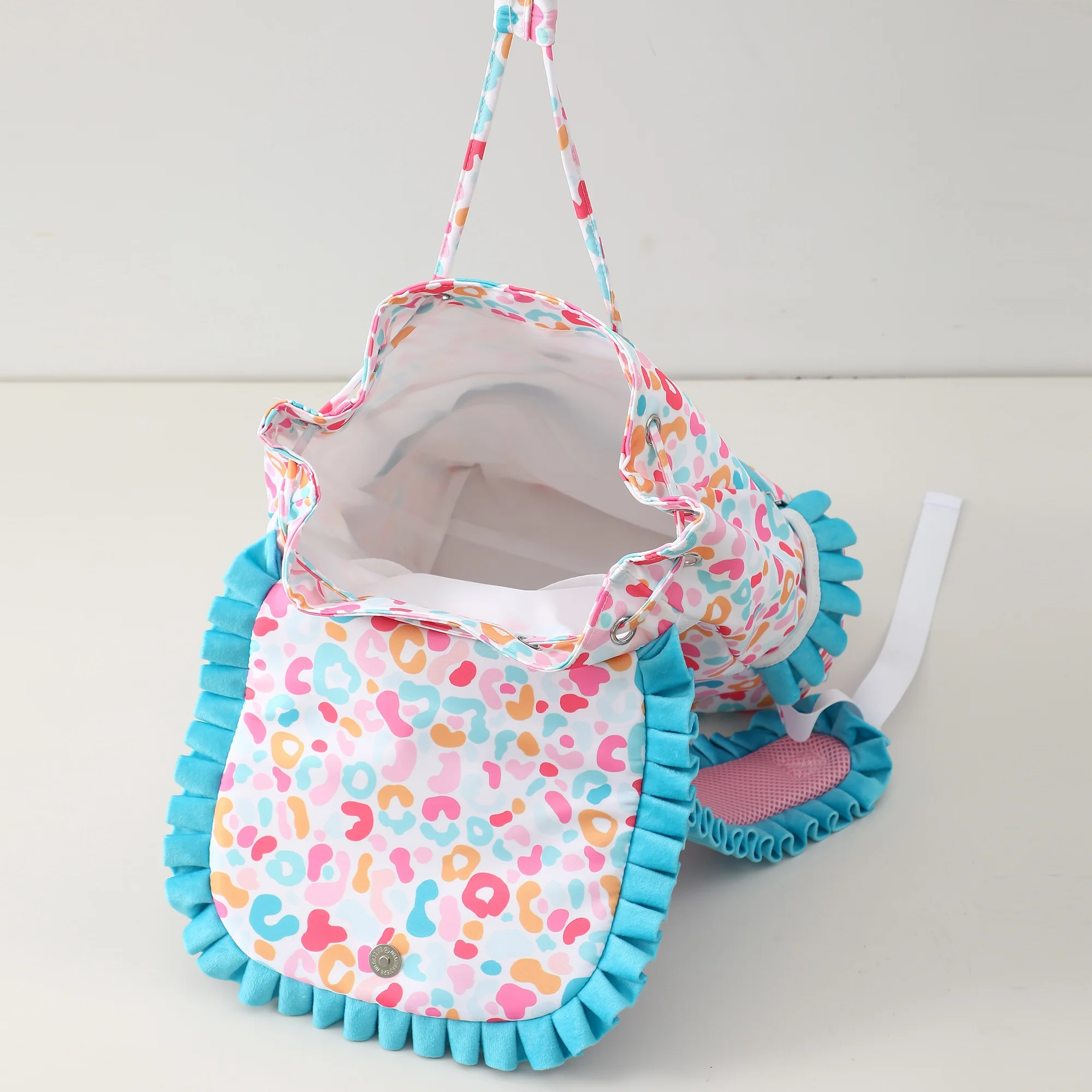 Ruffle Backpack Lunch Bag Set For Kids Colorful Leopard Print Back To School Student Bag Girls Boys Travel
