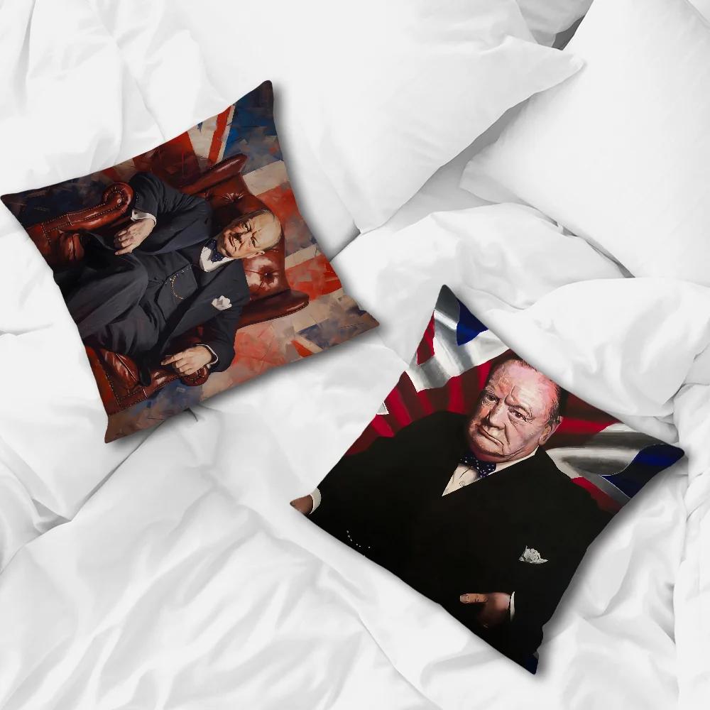 Union Jack Flag C-Churchill Cushion Cover Pillow Cover Home Sofa living Room Office Coffee Shop Car PillowCover