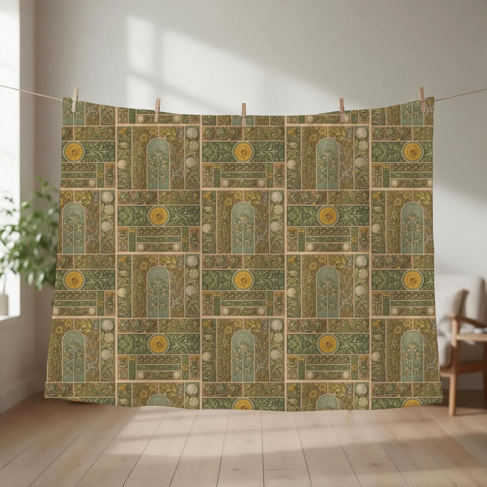 Art Nouveau Dandelion Throw Blanket couch cozy soft plush fuzzy picnic outdoor blanket