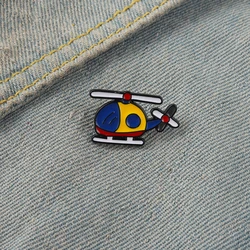 Cartoon Helicopter Enamel Pin Creative Cute Aircraft Brooch Lapel Denim Badge Bag Jewelry Children's New Year Gift Wholesale