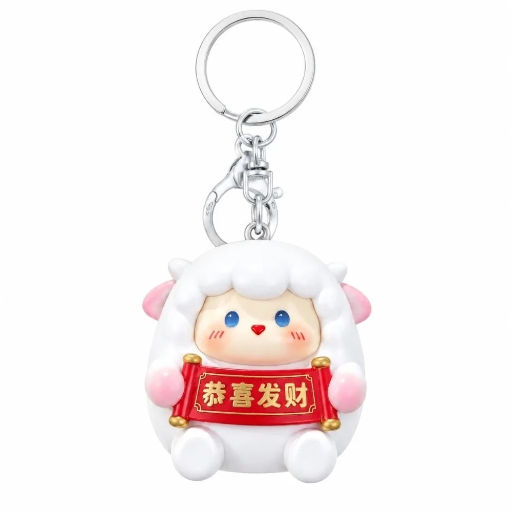 LED Light New Year Keychain Audio Sound Cartoon Design Glowing Lamb Keyring Mini Size Smooth Surface Sounding Sheep Pendant