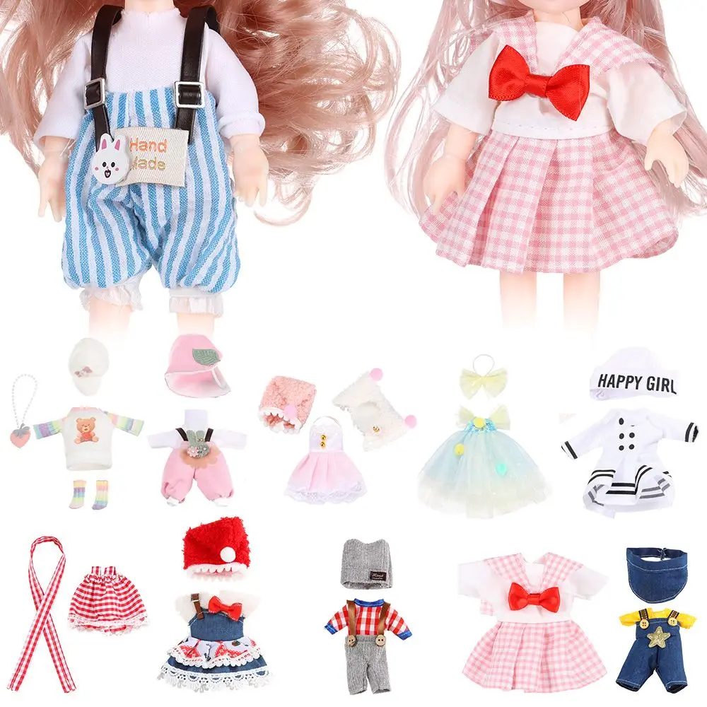 1 مجموعة الأزياء بنطلون قبعة انفصال Ob11 الطفل تنورة مجموعة ملابس دمى الرياضة البدلة السراويل