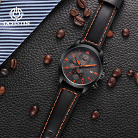 OCHSTIN Mens Watches Top Luxury Brand Waterproof Sport Wrist Watch Chronograph Quartz Military Genuine Leather Relogio Masculino