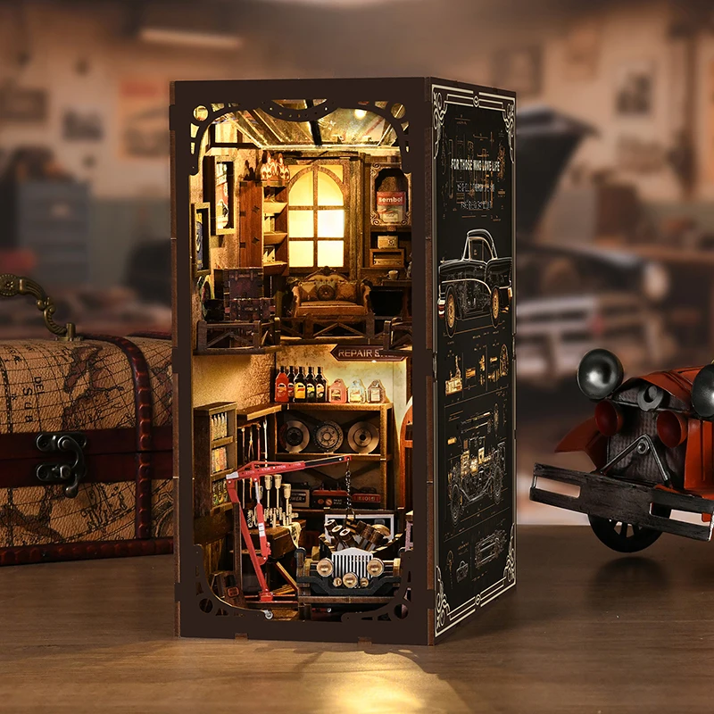 

DIY Book Nook Kit Mini 3D Wooden Puzzle Handmade Bookshelf Dollhouse Model Bookend Building Home Decoration Toy Christmas Gifts
