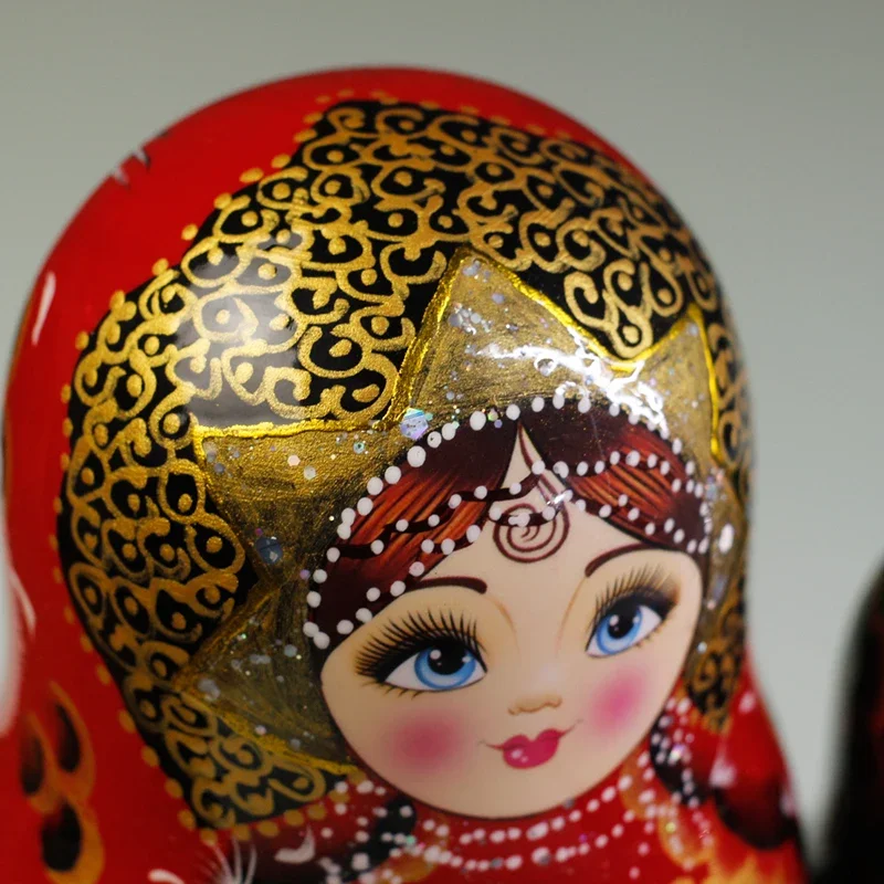 Factory Direct Compatible withLacquered matrying doll 10-layer ice and snow tourism commemorative craft gift wooden ornament