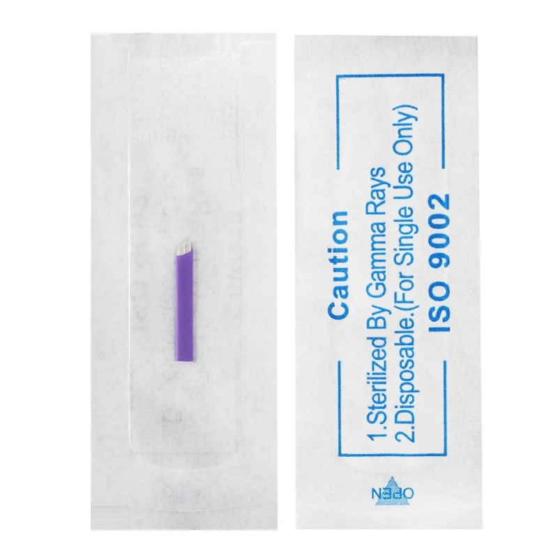 10/50/100pcs 0.18/0.2mm Curved 12/14/16/18 Needles Blade Needle Tattoo Needle Blading Permanent Makeup Embroidery Eyebrow Needle