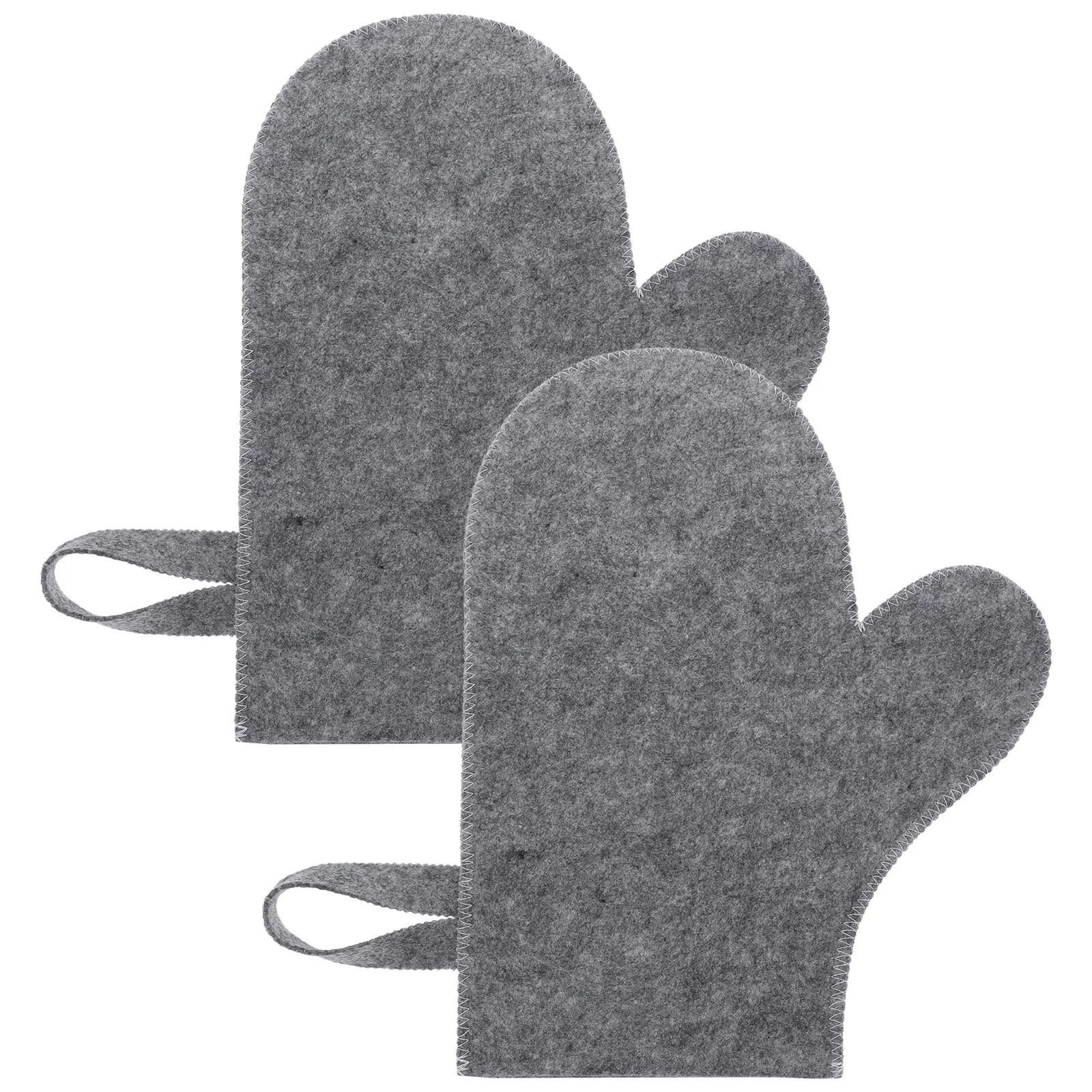 

2 Pcs Felt Bath Sauna Felt Kits Exfoliating Mitts Accessories Body Exfoliating Massage Tools White Gray Heat Resistant