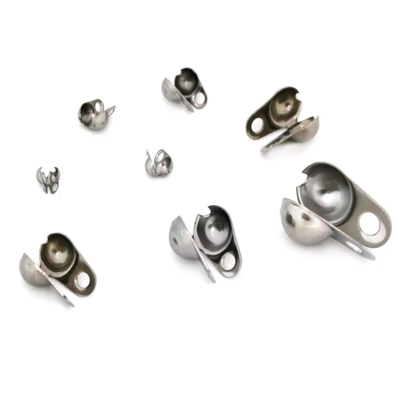 50Pcs 1.5-6mm Stainless Steel Ball Chain Connectors Clasps Crimp & End Beads For DIY Necklace Jewelry Making Finding Supplies