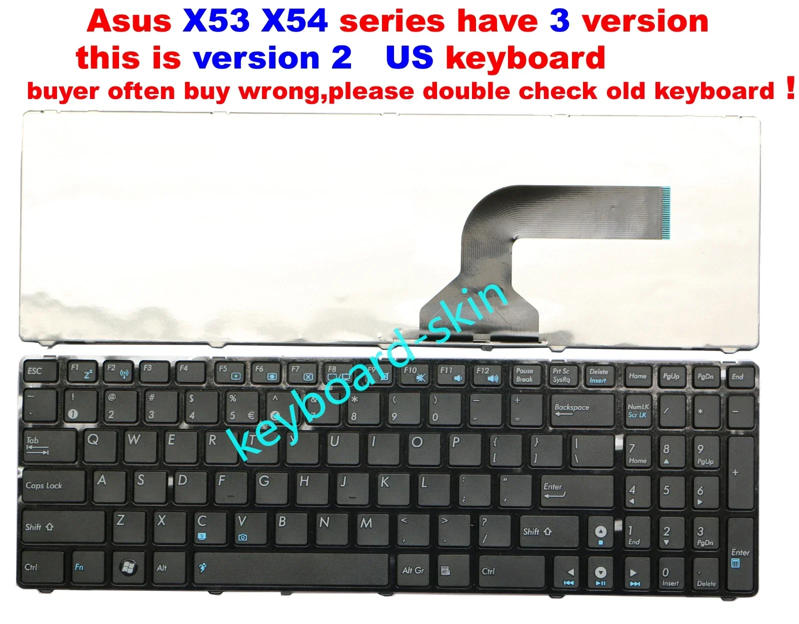 New US keyboard chiclet for Asus X54 X54B X54C X54L X54X X54XI X54XB X54H X54HY X53U X53E X53E-XR1 X53E-XR2  X54C-ES91 laptop