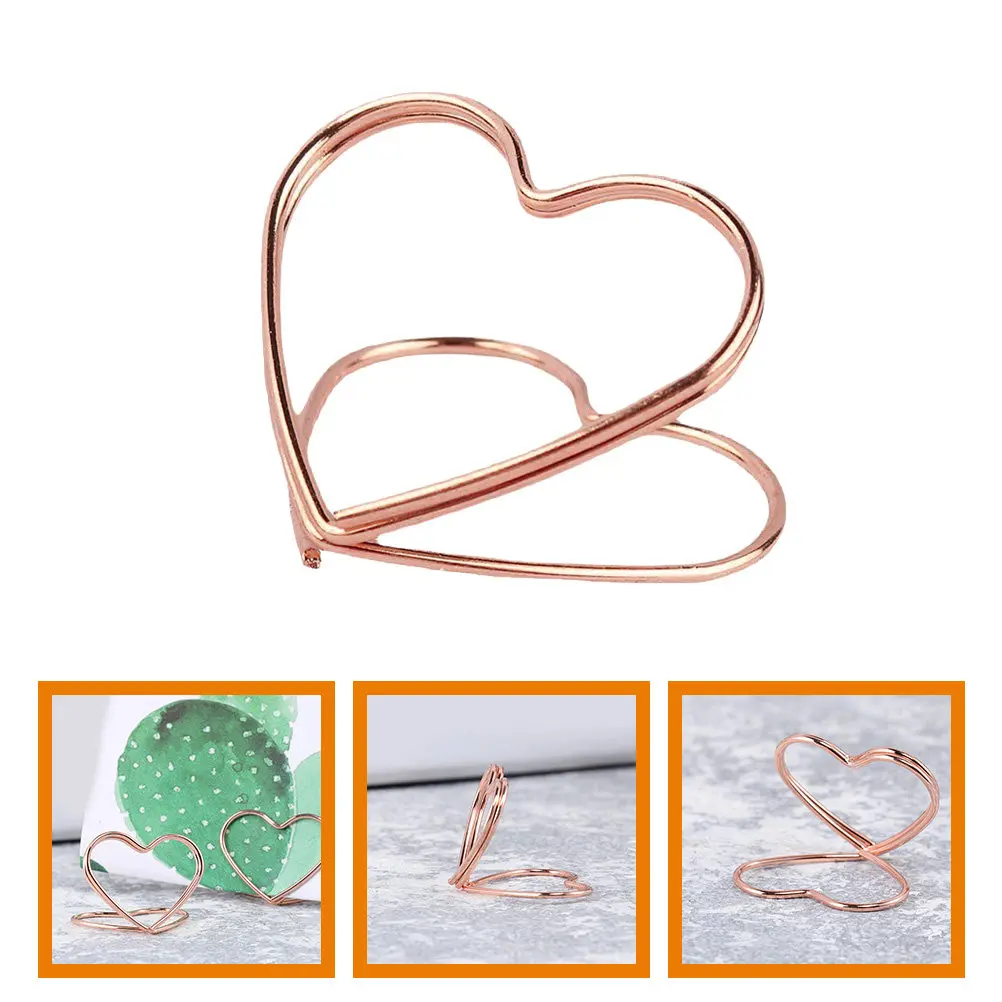 32Pcs Heart Shape Memo Clips Sturdy Metal Table Number Holders Photo Display Clips Wedding Place Card Holders Office Note Stand
