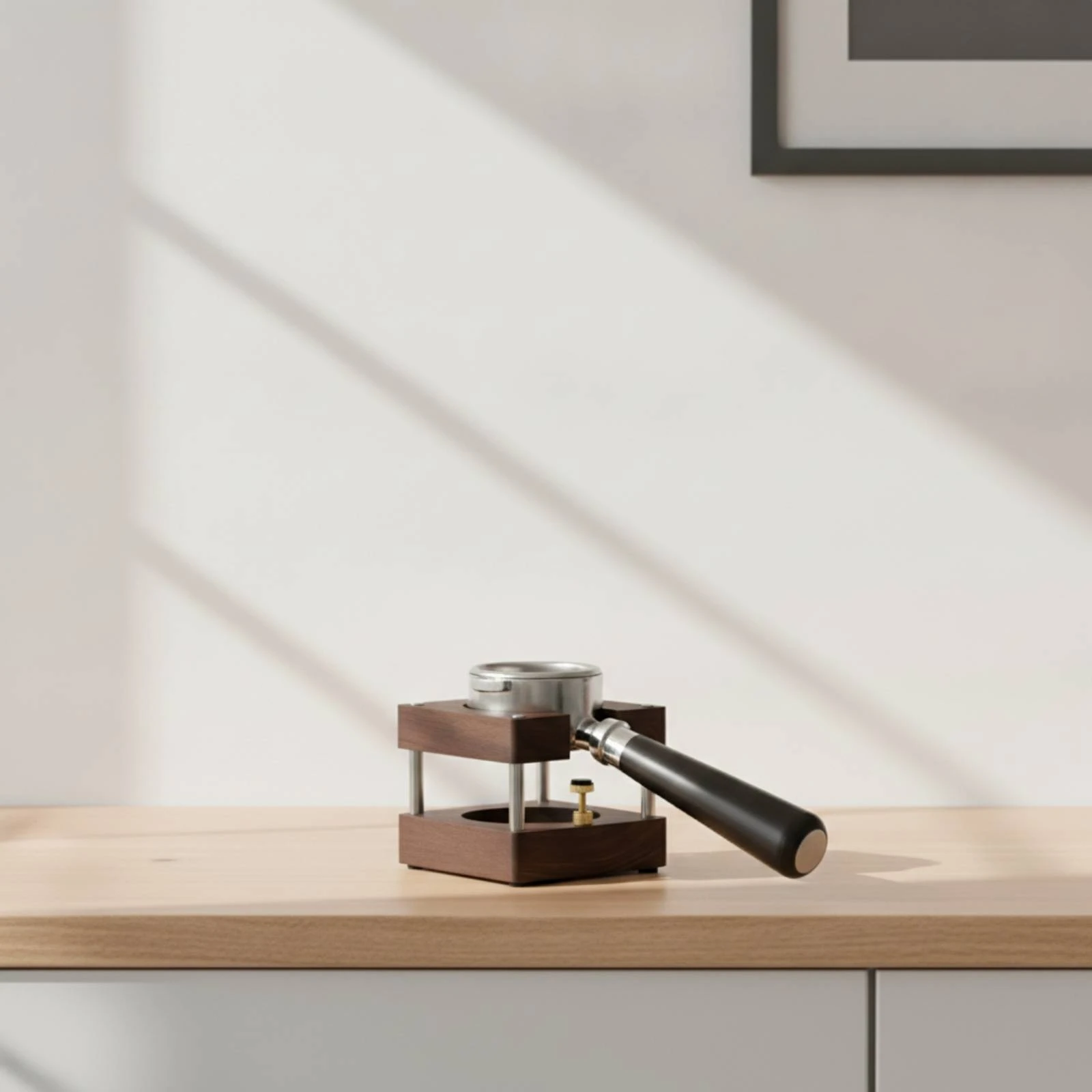 Espresso Tamper Stand Wooden Espresso Tamping Station Portafilter Holder Non-Slip Coffee Tamper Holder Secure for Home Baristas