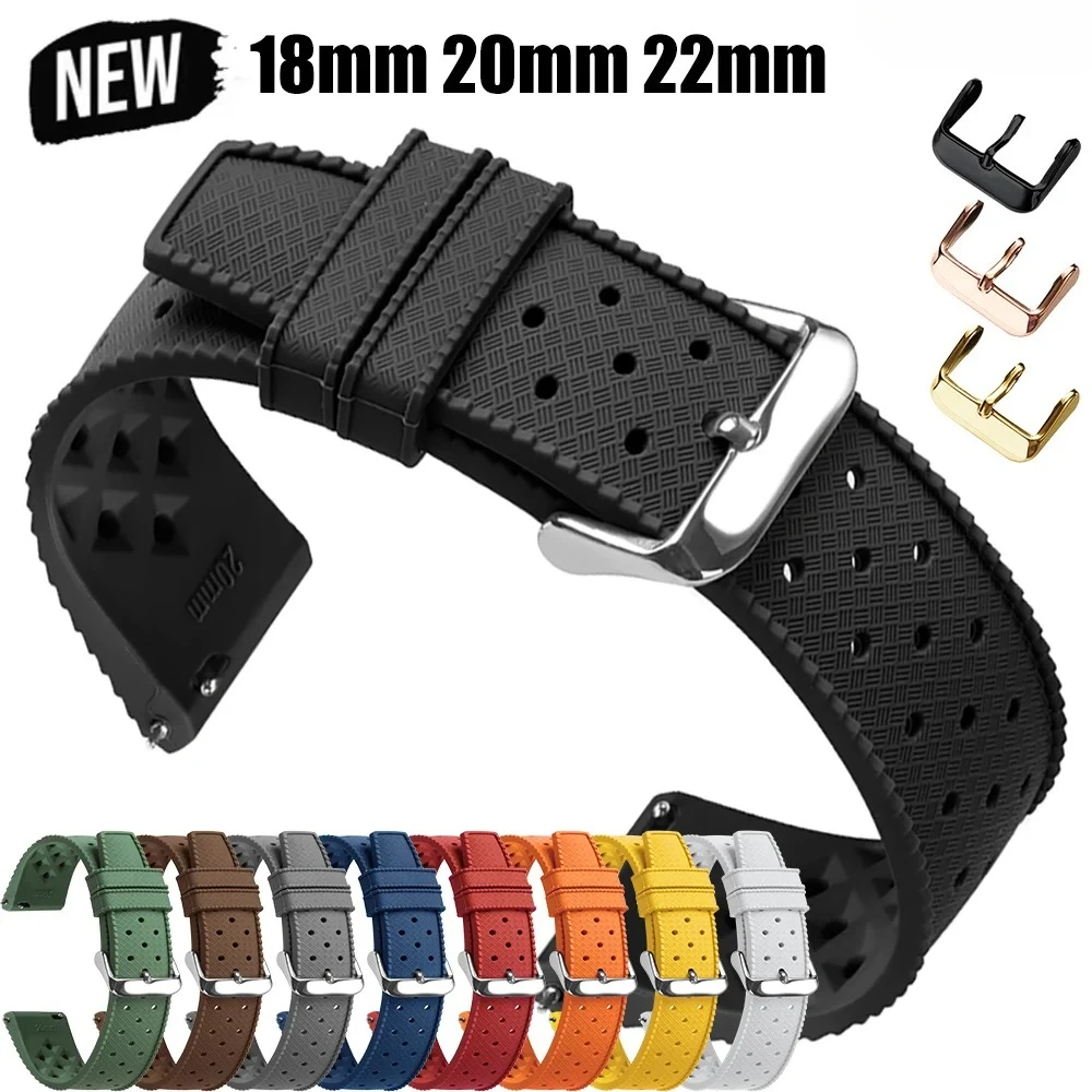 Быстросъемный тропический силиконовый ремешок для часов 18 мм, 20 мм, 22 мм, ремешок Oris для Seiko for Citizen, резиновые ремешки для умных часов Tropic