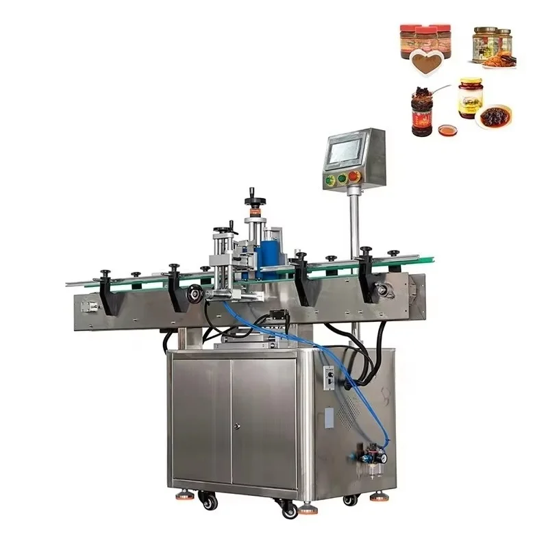 Custom Made Manual Round Bottle Self-Adhesive Labeling Machine with PLC for Glass/Metal Bottles