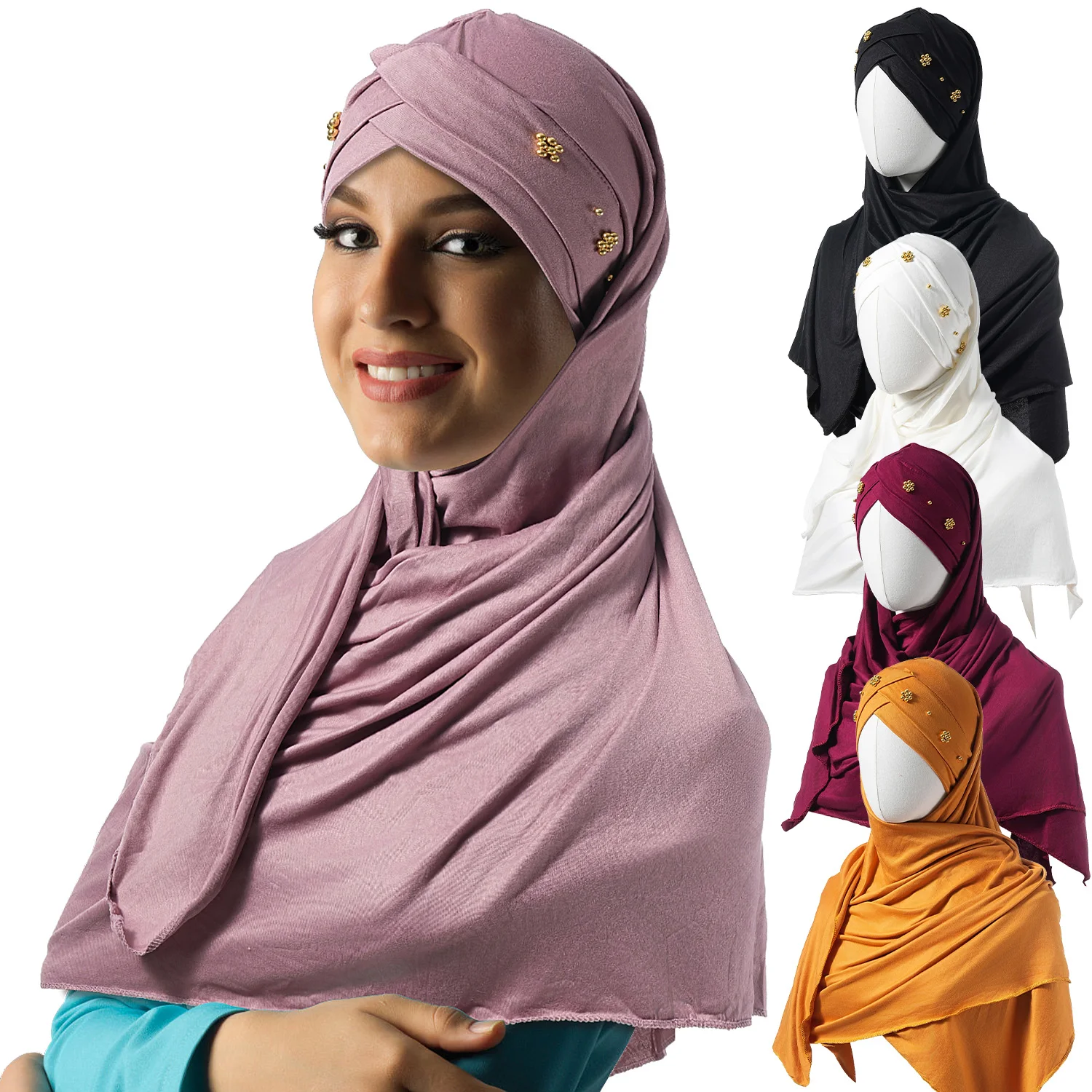 Hijab Scarf For Muslim Women Shawl Stretchy Easy Plain Hijabs Scarves Headscarf African Woman Turban Ramadan