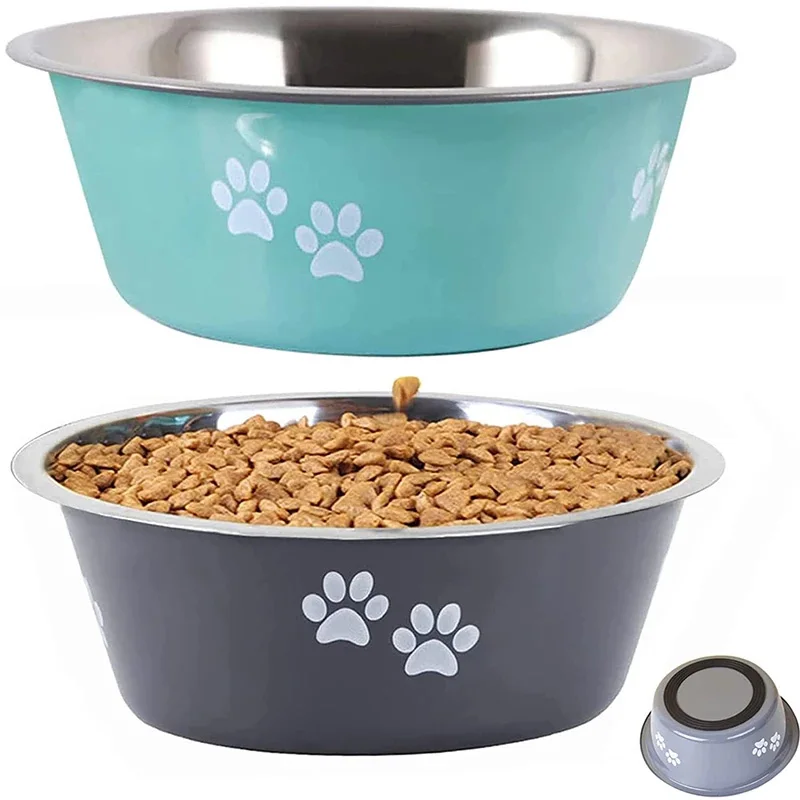 Large Capacity Dog Bowl Stainless Steel Pet Feeding Bowl Cat Dogs Food Drinking Bowl Metal Container Mascotas Durable Non-slip