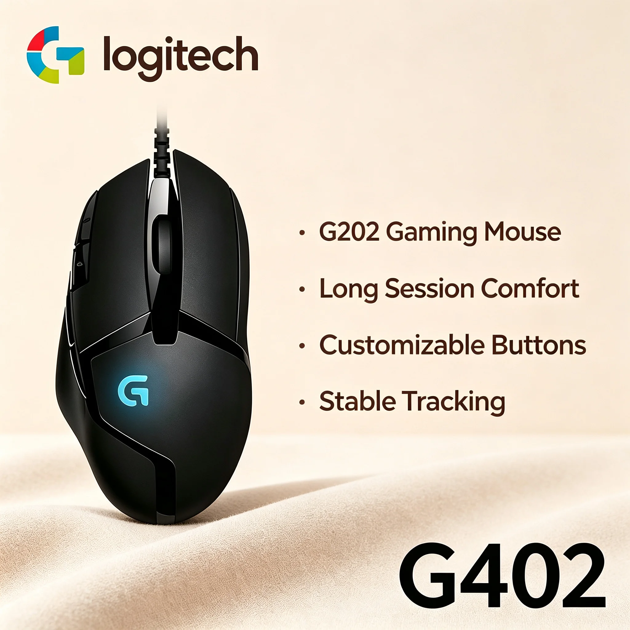Original Logitech G402 Hyperion Fury Gaming Mouse Wired RGB Backlit 8 Programmable Buttons 4000DPI For FPS MOBA PC Laptop Gamer