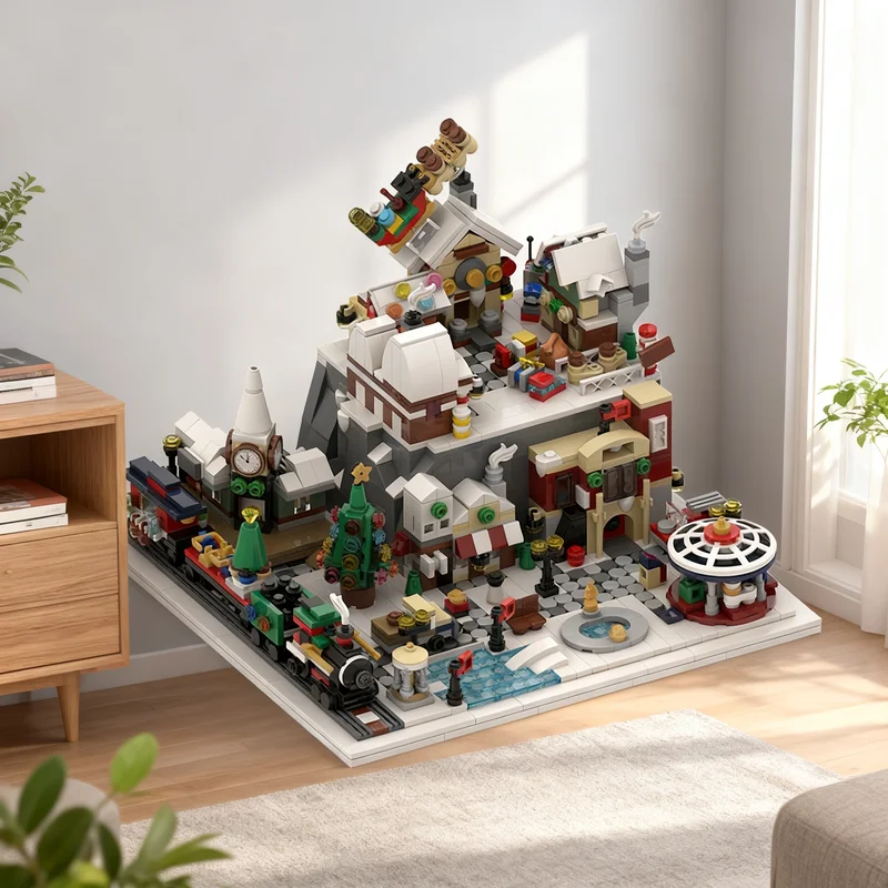 1533pcs MOC Winter Wonderland - Winter Village Seasonal Model Building Blocks Architecture Christmas Gift Toys Creative Craft