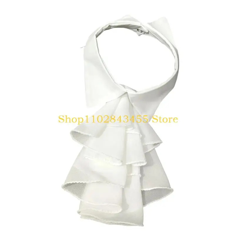 49MC Victorian เสื้อคอประดับ Vintage Ruffled ด้านหน้าปกปลอมใส่ Choker ผ้าผูกคออุปกรณ์เสริมสำหรับผู้หญิง