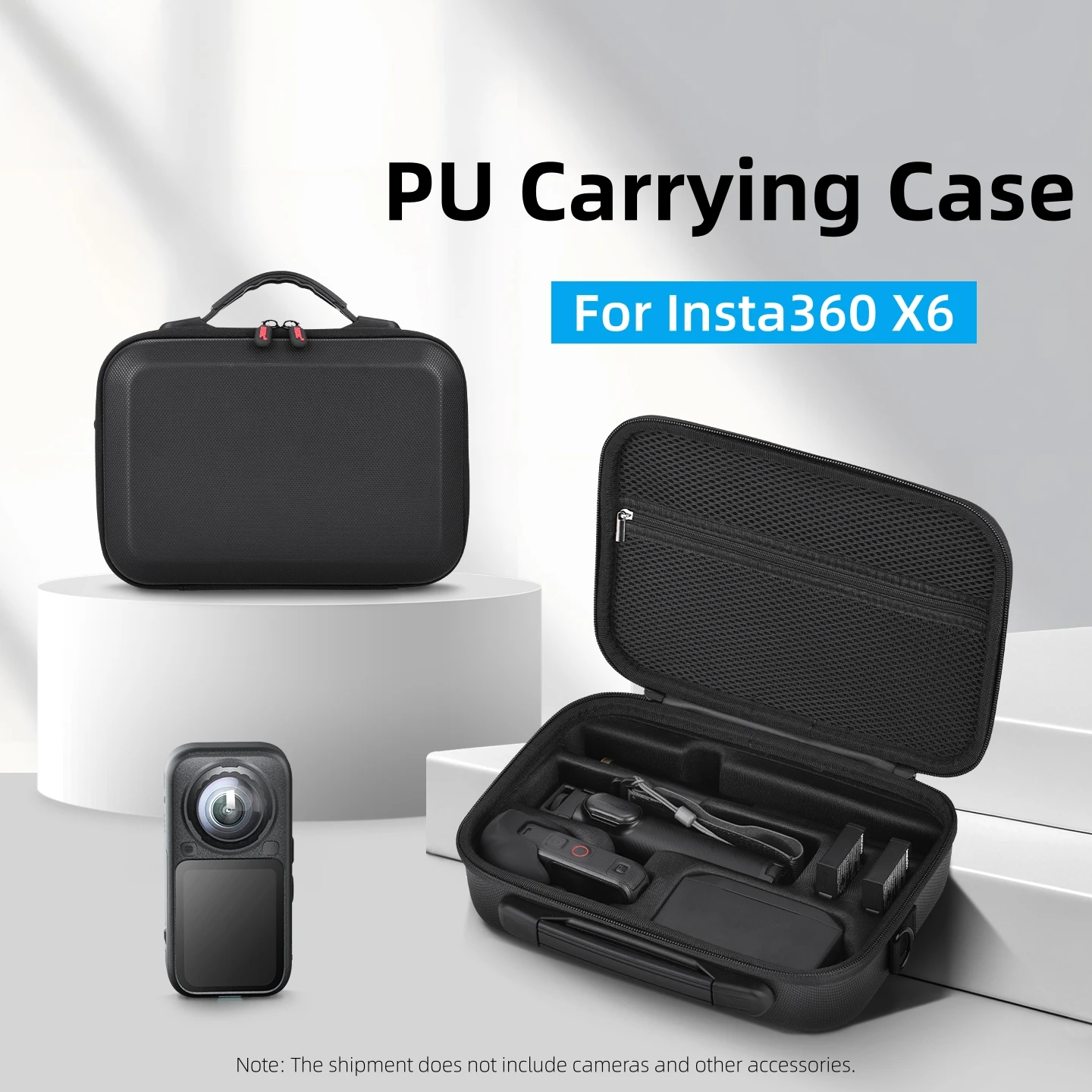 Carrying Case for Insta360 X6 Cameras Accessories Portable PU Waterproof Storage Shoulder Bag Hard Shell Protective Box Handbag