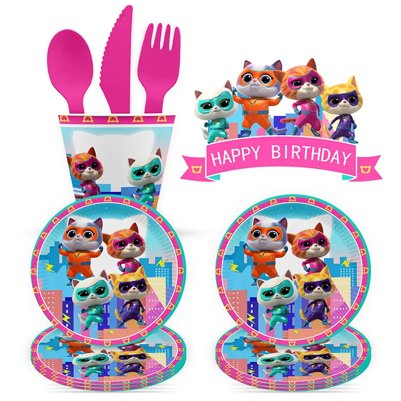 New Disney Junior Series Superkitties Cake Topper Napkin Honeycomb Party Supply Baby Shower Children Happy Birthday Decorate Toy