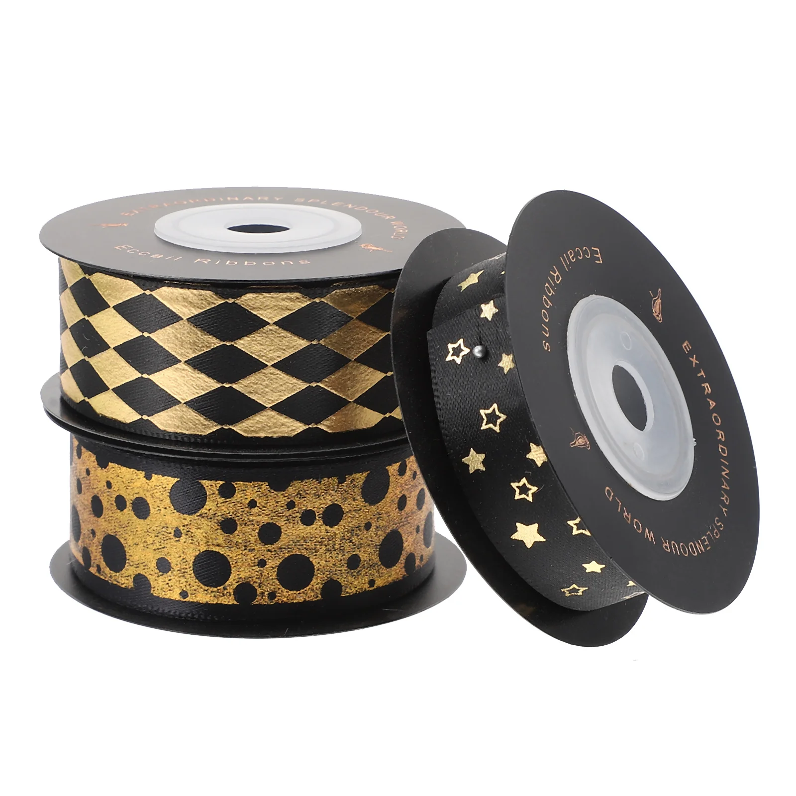 

3 рулона черной упаковочной ленты, полиэстеровая лента премиум-класса для подарочной упаковки, лента для подарка на день рождения, сделай сам, бант, украшение для волос