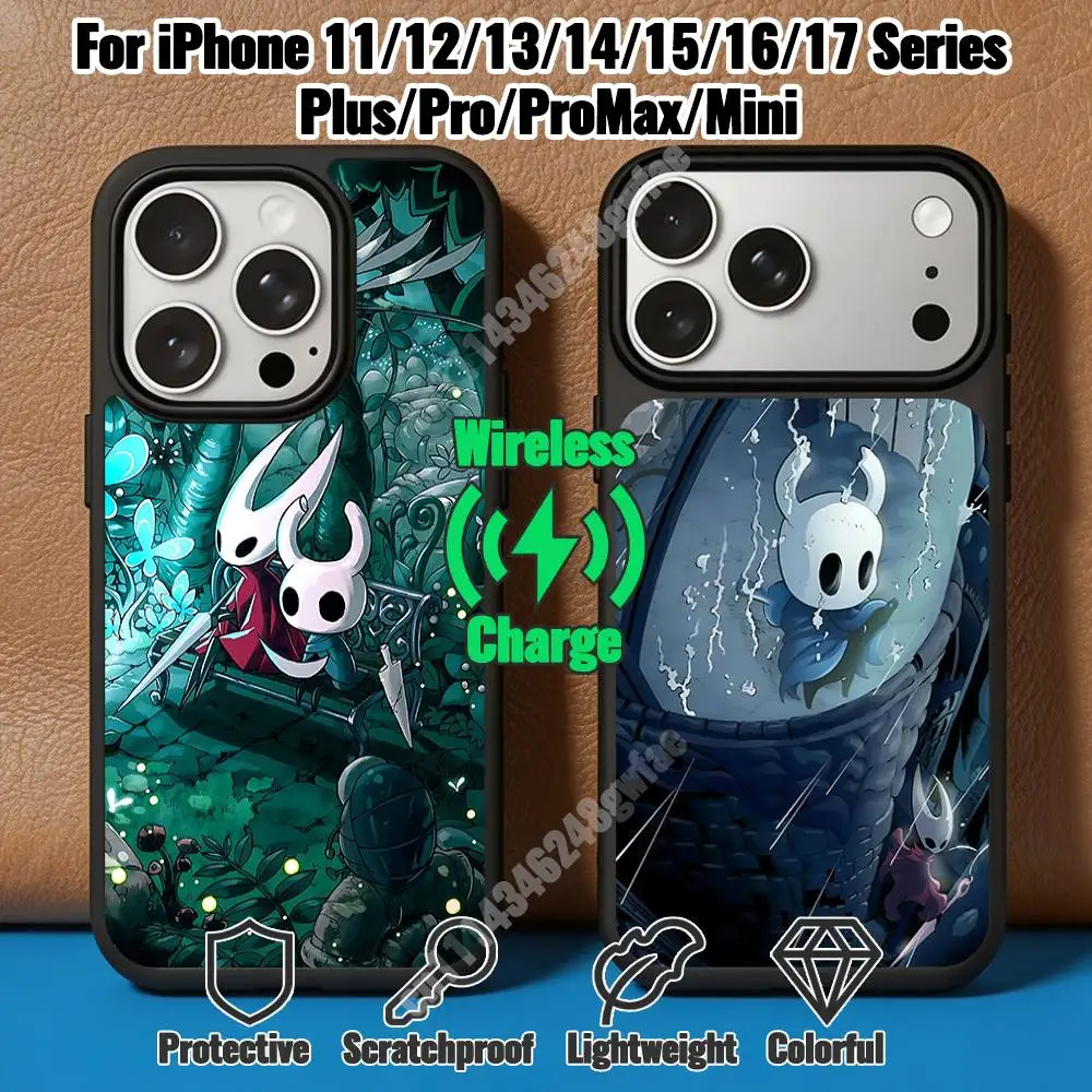 Hollow Knight Hornet & The Knight Magnetic Charge Case for iPhone 17 16 Pro Plus 15 14 Max Mini 13 12 11 Secure Protector
