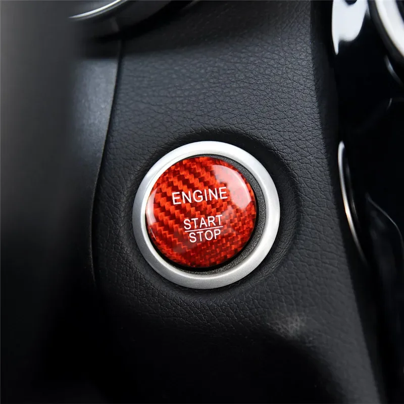 Red Real Carbon fiber One button start Stop cover Sticker For BMW F20 F21 F30 F31 F32 F33 F36 F10 F06 F12 F13 F01 F02 F15 F16