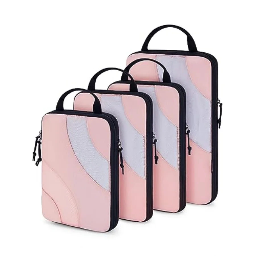 

Compression Packing Cubes 6 Set Travel Packing Cubes for Carry on Suitcases Lightweight Packing Organizers in Black Blue Red wi