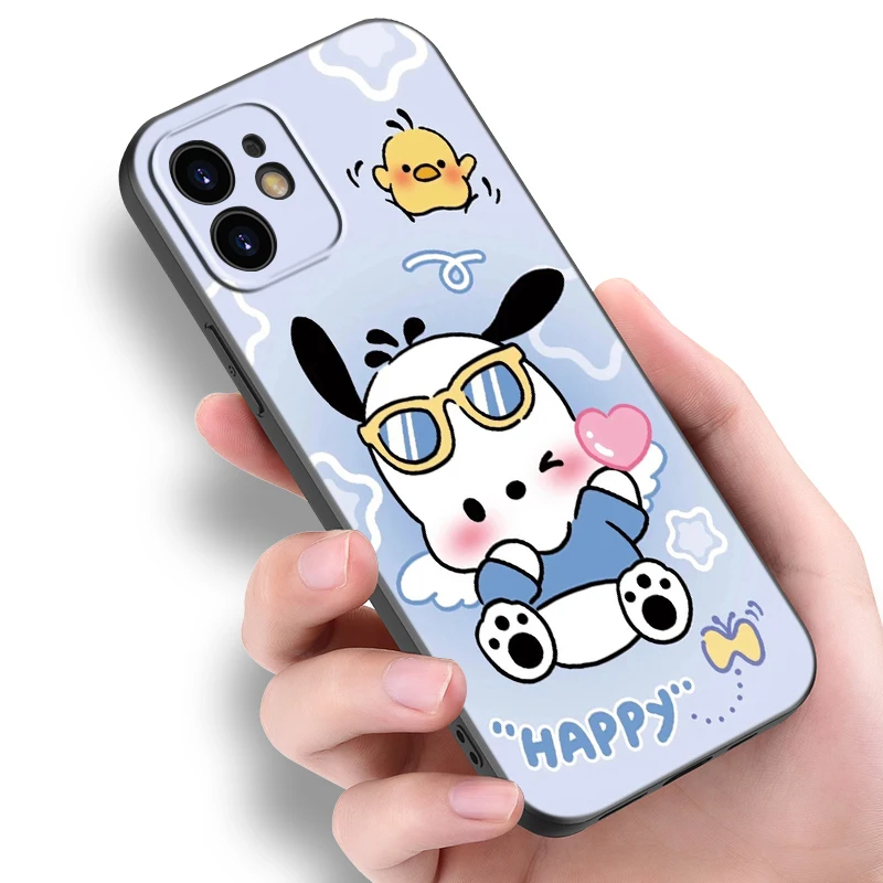 Cute Pochacco Phone Case For Apple iPhone 15 Pro Max 14 13 12 Pro Max Mini 11 Pro 7 8 Plus XR X XS SE 2020 2022 Cartoon Cover