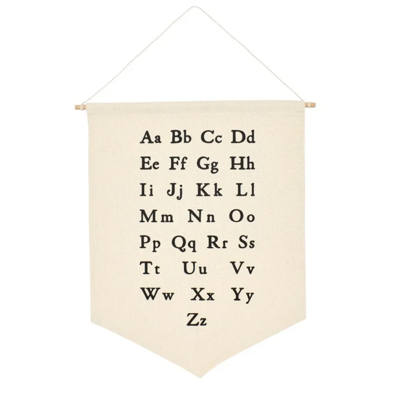 Nordic Hanging Canvas Pennant Kids Room Wall Banner Home Decoration Ornaments Baby Decorative Pendant Alphabet Wall