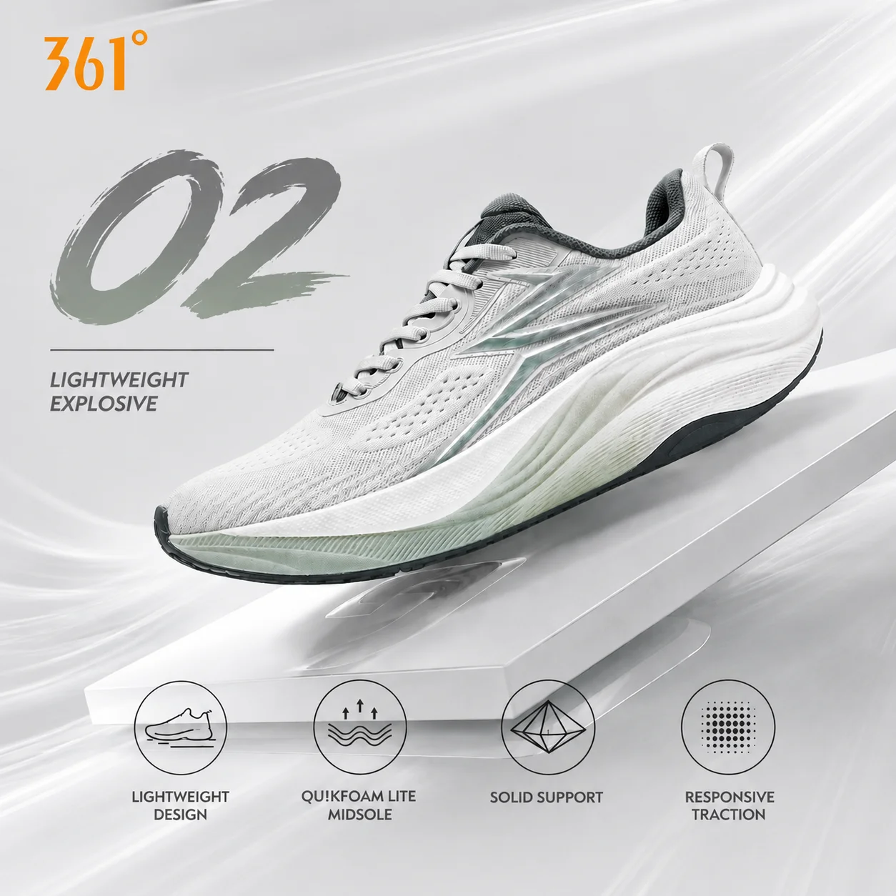 361 Degrees O2 Running Shoes Women Breathable Stable Rebound Grippy Durable Marathon Male Sneakers 672632223