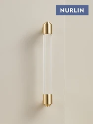 Nurlin Brass White Transparent Acrylic Furniture Cabinet Drawer Handle Cabinet Door Wardrobe Luxury Pull