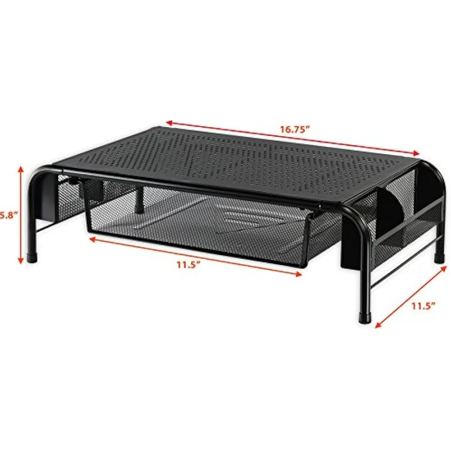Simple Houseware 2PK Metal Desk Monitor Stand Riser with Organizer Drawer