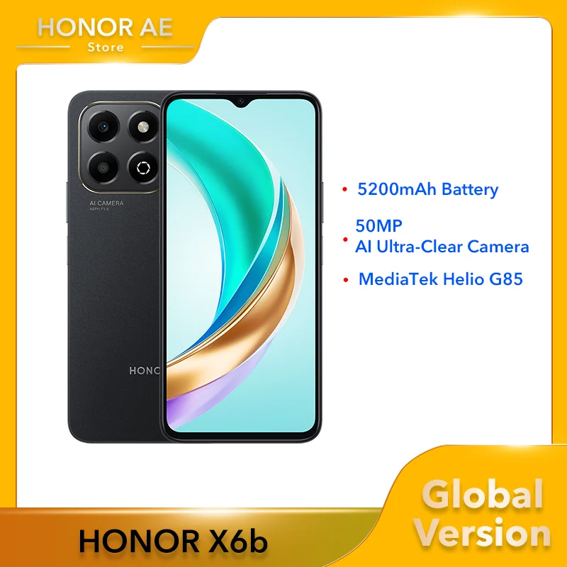 HONOR X6b 6.56 Inches Display 5200mAh Large Battery 50MP AI Ultra-Clear Camera MediaTek Helio G85 Octa-core