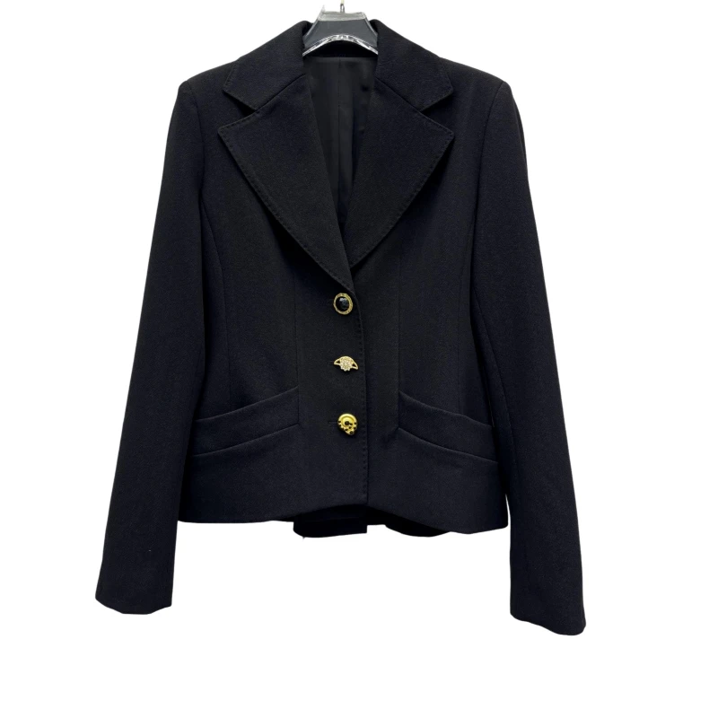 

25 New Special-Shaped Button Lapel Blazer High Street Temperament Trend Long Sleeve Lightweight Top Shirt Printed Button AG530