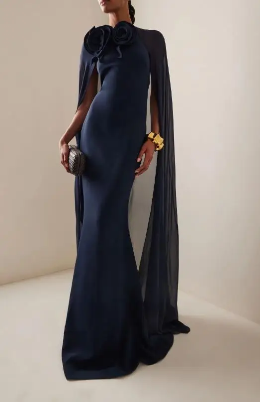 

2025 Autumn New Women's Fashion Style Elegant Solid Color Shawl Dress Women's Wear