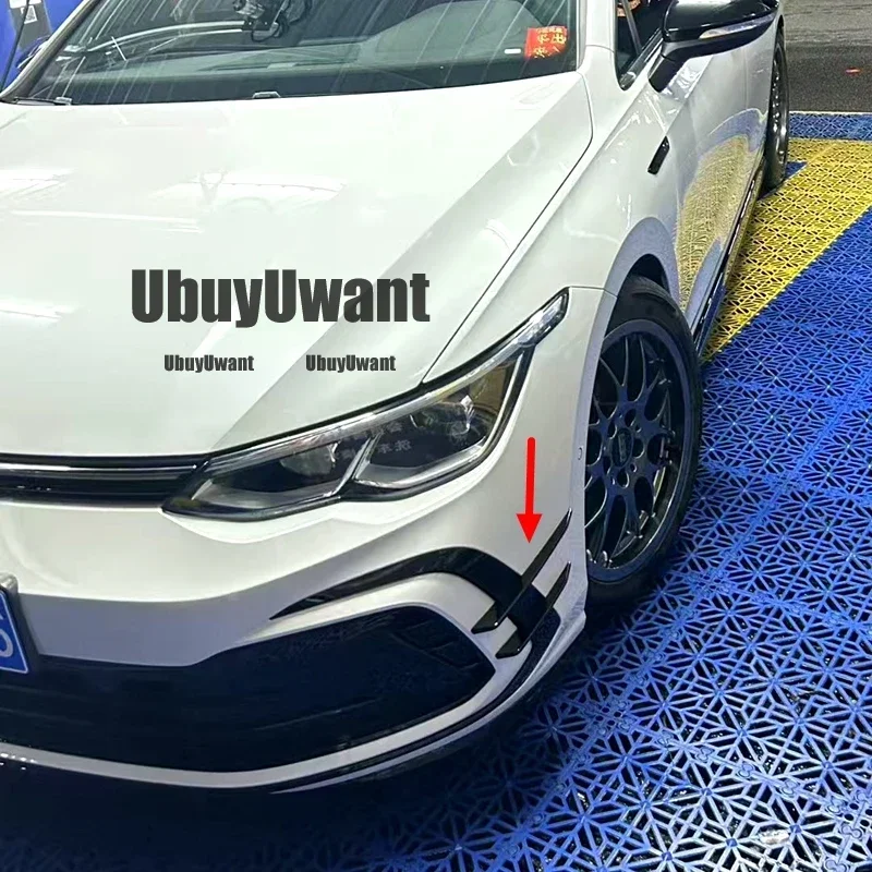 Gloss Black Tuning For VW Golf 8 MK8 GTI R-Line 2020+ Car Front Bumper Side Splitter Spoiler Trim Fog Light Canard Body Kits view 2