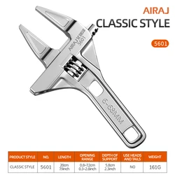 AIRAJ 1pc Industrial-grade Large-opening Adjustable Wrench Dual-purpose Pipe Wrench Anti-slip Plumbing And Auto Repair Wrench