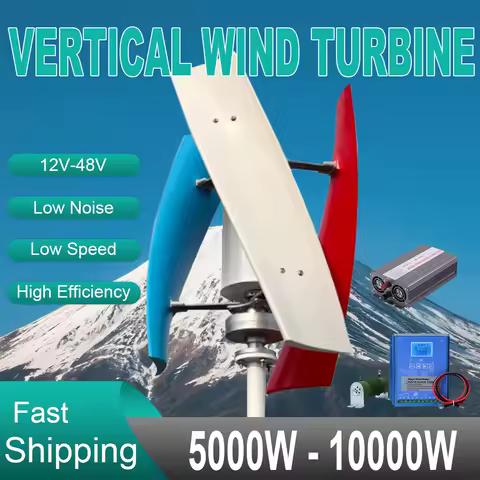 5000W 8KW Wind Turbine Generator 12V 24V 48V Vertical Windmill Low Start Wind Speed Off Grid System MPPT Charger Home Appliance