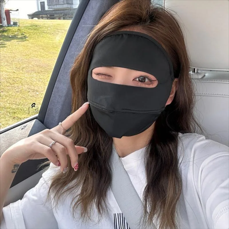 

Summer Full Cover Face Masks Sunscreen Mask Imitation Ice Silk Nylon Uv Protection Breathable Face Shield Sunshade Cycling Masks